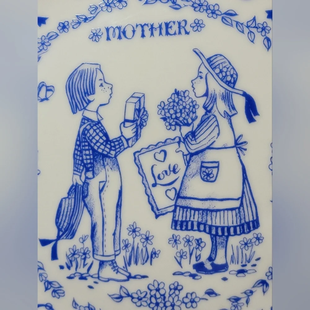 A Good Mother Makes a Happy Home Blue White Plate 9